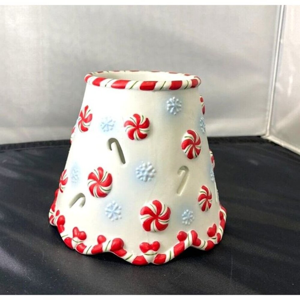 PartyLite Candle Jar Topper Candy Cane Peppermint Pals Christmas Holiday EUC RED